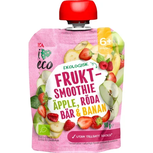 Fruktmellis Äpple jordgubb banan & hallon Från 6mån Ekologisk