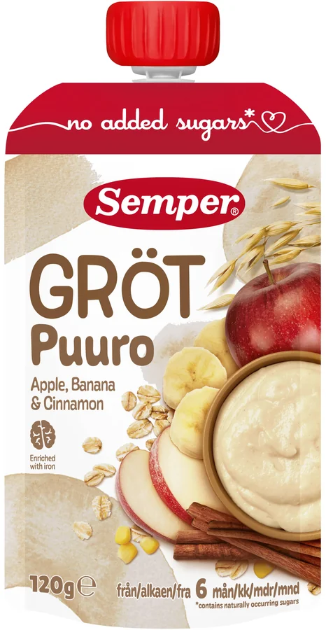 Grötklämmis Äpple, banan & kanel 6 Mån