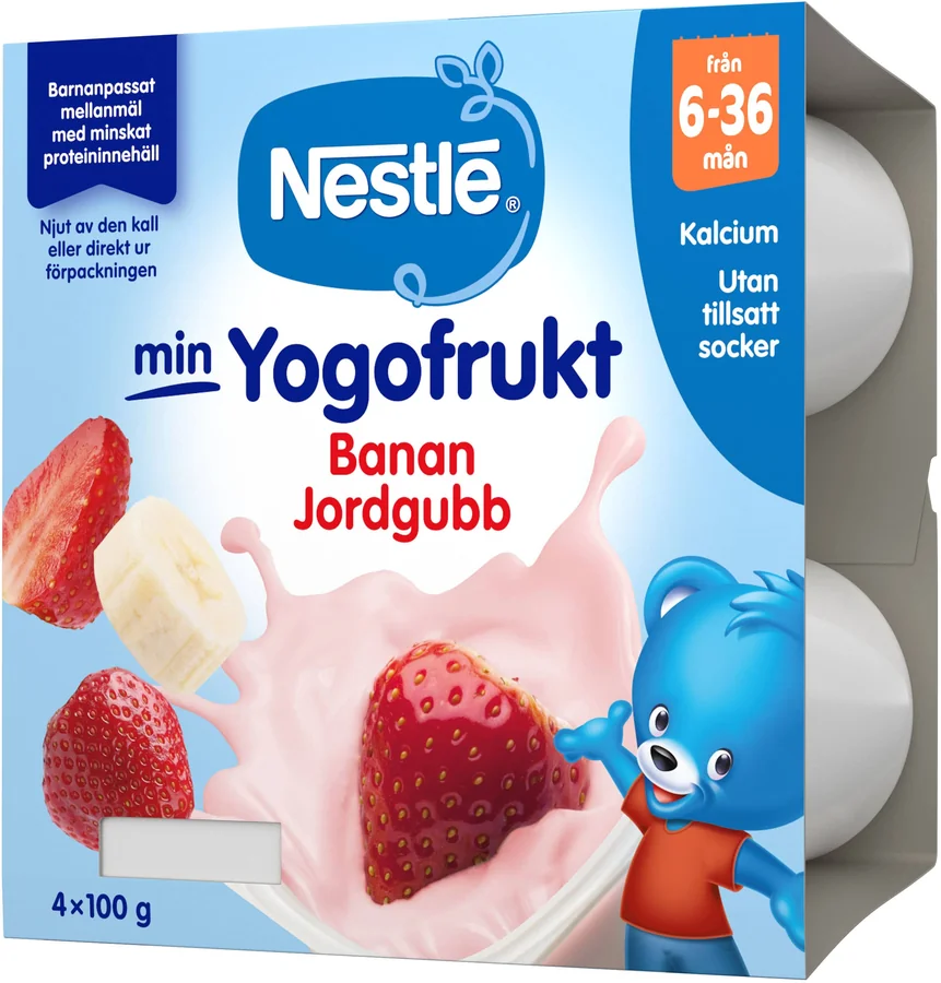 YogoFrukt Banan & jordgubb 2,6% 4-pack