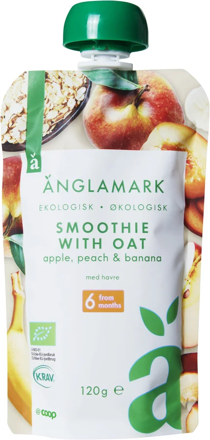 Smoothie med Äpple, persika & banan 6 Mån Eko
