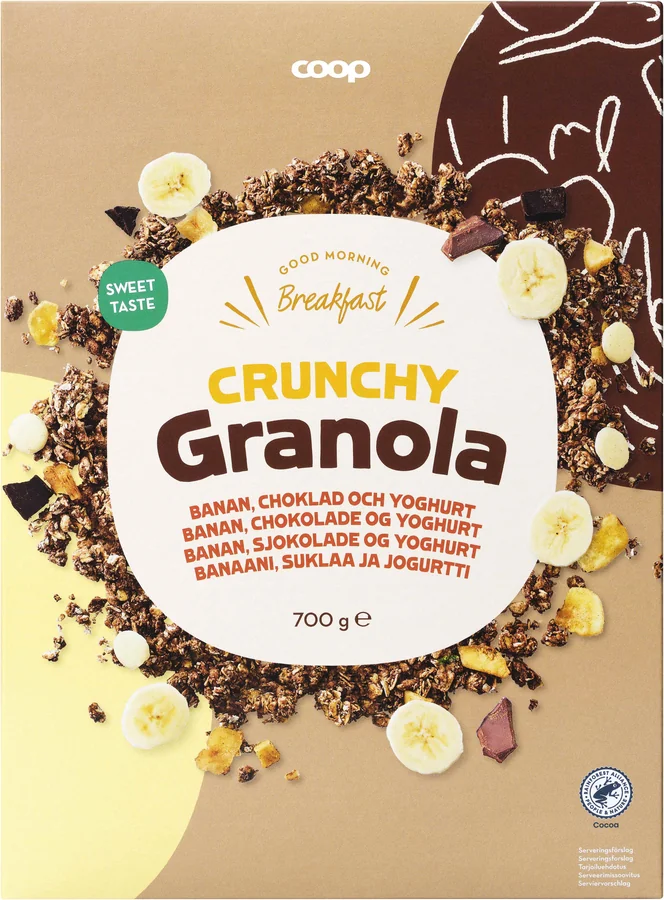 Granola Crunchy Banan Choklad & Yoghurt