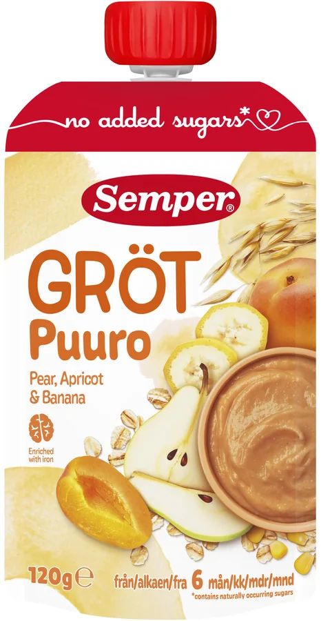 Gröt Päron Aprikos Banan