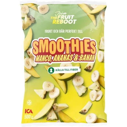 Frukt till smoothies Mango, ananas & banan Fryst