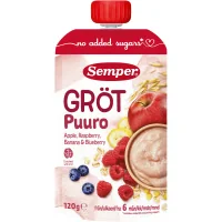 Gröt Äpple Hallon Banan Blåbär Från 6 Månader