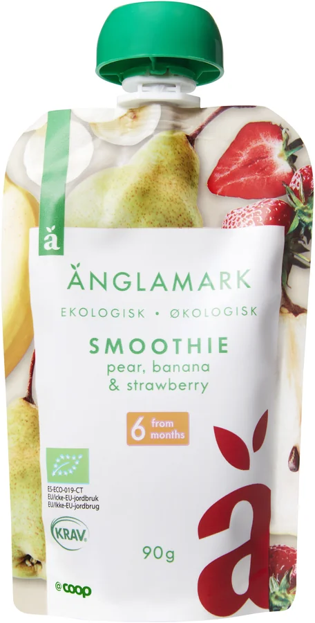 Smoothie Päron, banan & jordgubb 6 Mån Eko
