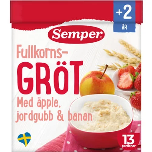 Fullkornsgröt Äpple jordgubb & banan Från 2år 13 port 470g