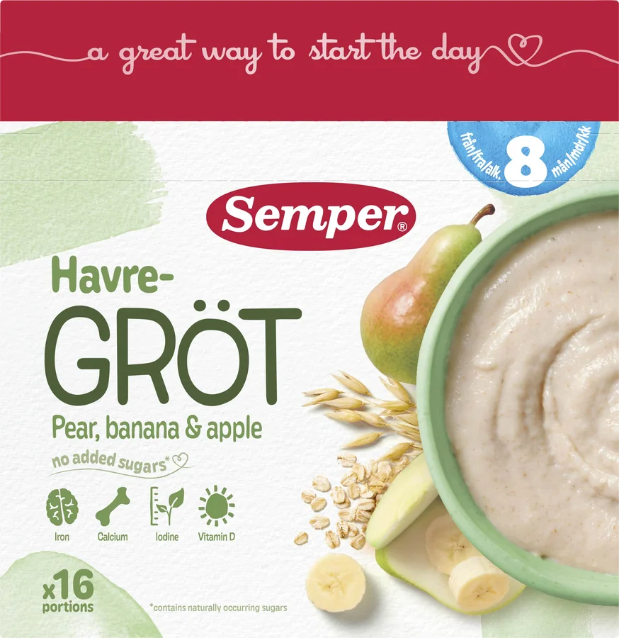 Havregröt Päron, banan & äpple 8 Mån