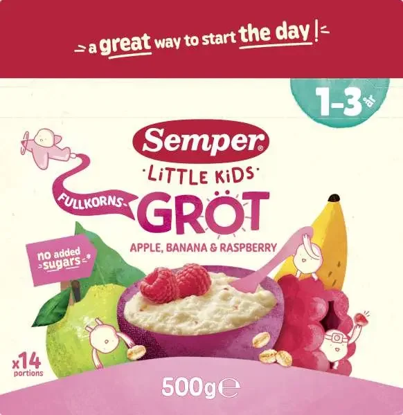 Fullkornsgröt Äpple/Raspberry/Banan 1-3 År