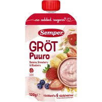 Gröt Jordgubb Banan Blåbär Från 6 Månader