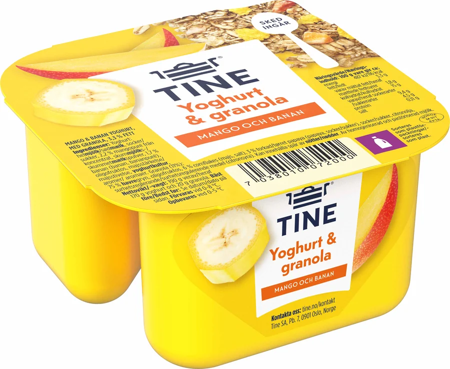 Yoghurt med granola Mango & banan 3,3%