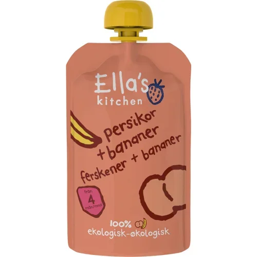 Persika & bananpuré 4m Ekologisk