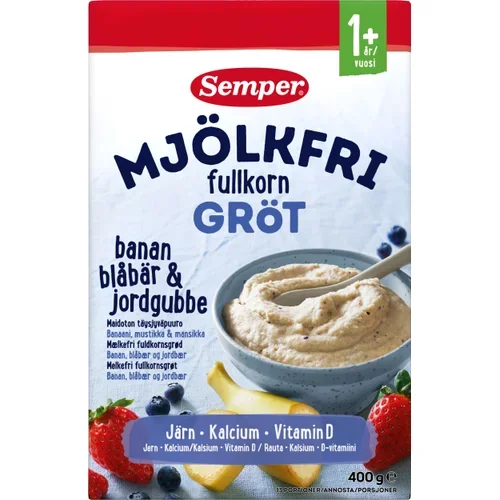 Fullkornsgröt Banan, blåbär & jordgubb Mjölkfri Från 1år 13-p