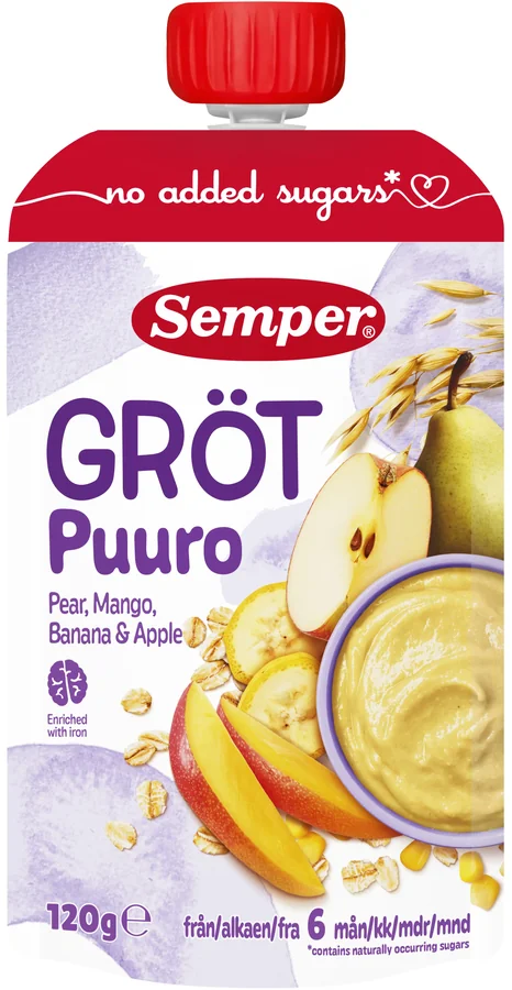 Gröt Päron Mango Banan Äpple