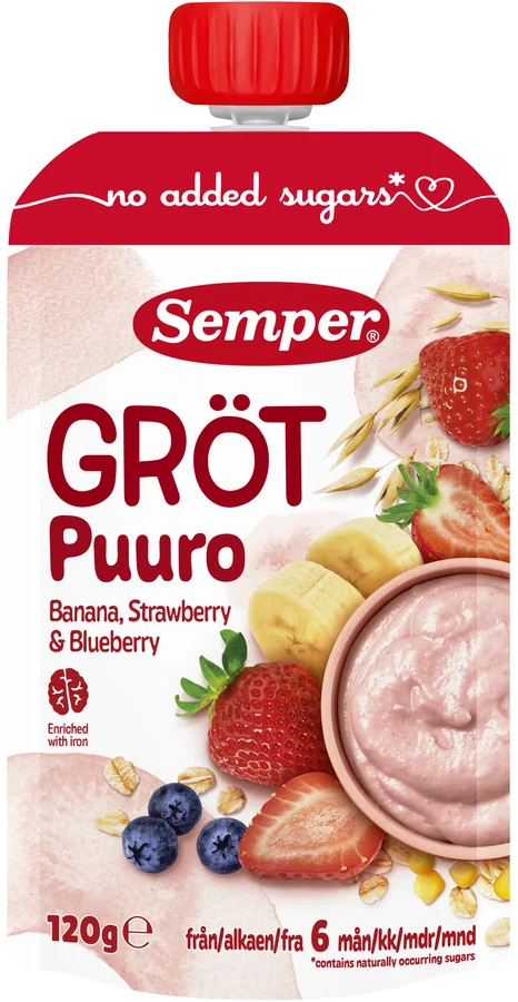 Gröt Jordgubb Banan Blåbär