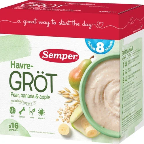Fruktgröt Päron & banan Från 8 m 16p 480g