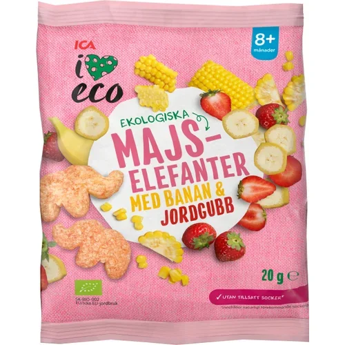 Barnsnacks Banan jordgubb Ekologisk 8m