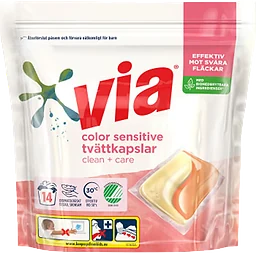 Tvättkapslar Color Sensitive Parfymfri 14-p Via
