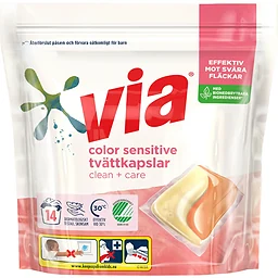 Tvättkapslar Color Sensitive Parfymfri 14-p Via