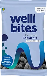 Saltlakrits Extrasalt Sockerfri vegansk 70g Wellibites