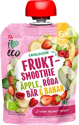 Fruktmellis Äpple jordgubb banan & hallon Från 6mån Ekologisk 90g ICA I love eco