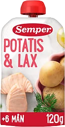 Barnmat Potatis & lax 6m 120g Semper