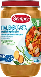 Barnmat Italiensk pasta m fisk & gröna bönor 12m