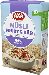 Müsli Frukt & Bär Dadlar, Äpple & Hallon 600 g AXA