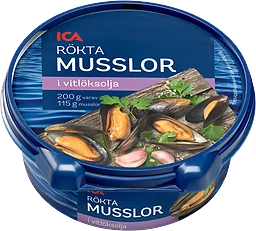 Rökta musslor i vitlök 200g ICA