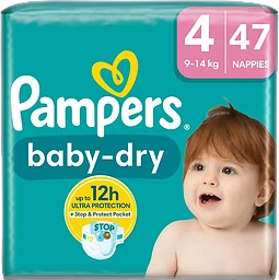 Blöjor Baby Dry Strl 4 9-15kg 47-p Pampers