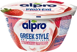 Kvarg Greek Style Jordgubb & Hallon Mjölkfri 2,7% 150g Alpro