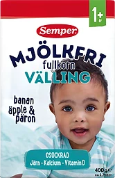 Fullkornsvälling banan, äpple & päron Mjölkfri Från 1år 400g Semper