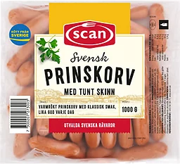 Prinskorv med Tunt Skinn 1kg Scan