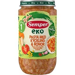 EKO Pasta med kyckling & bönor 12m