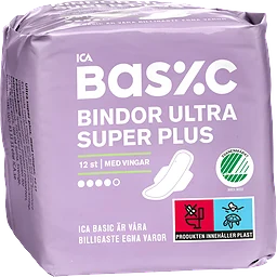 Binda Ultra Super Plus med vingar 12-p ICA Basic