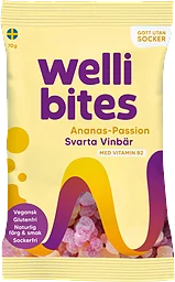 Gelégodis Ananas passion & svarta vinbär Vegansk 70g Wellibites