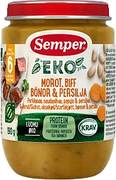 Barnmat Morot Biff Bönor 6m Ekologisk 190g KRAV Semper