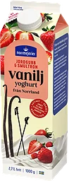 Vaniljyoghurt Jordgubb Smultron 2,7% 1000g Norrmejerier