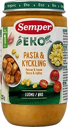 Barnmat Pasta & kyckling 1år Ekologisk 235g Semper