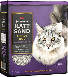 Kattsand Vit bentonit Aktivt kol Lavendeldoft 6l ICA