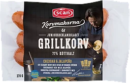 Grillkorv Cheddar Jalapeno 77% Kötthalt 270g Scan