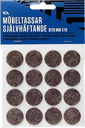 Möbeltassar självhäftande Bruna 20mm 16p ICA