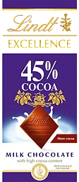 Chokladkaka Excellence Mjölkchoklad 45% kakao 80g Lindt