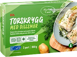 Torskrygg med dillsmör 2-p Fryst 300g ICA
