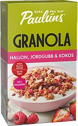 Granola Hallon Jordgubb 450g Pauluns