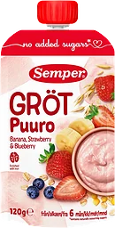 Gröt med jordgubb, banan & blåbär 6m