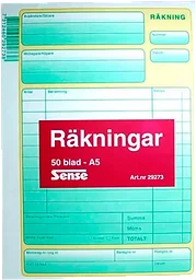 Räkningsblock A5 50 blad Sense
