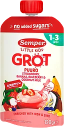Barnmat Grötklämmis jordgubb, banan, blåbär & kokosmjölk 1år