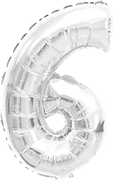 Folieballong Nr 6 Silver 35cm Happy Party