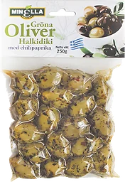 Oliver Gröna Halkidiki Med Chilipaprika 250g Minella
