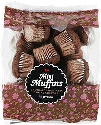 Minimuffins Choklad 15-p 225g ICA